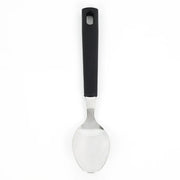 Spoon with black handle on a white background