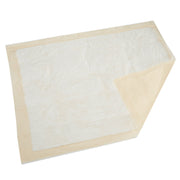 Rectangular underpad with white center and beige border on a white background