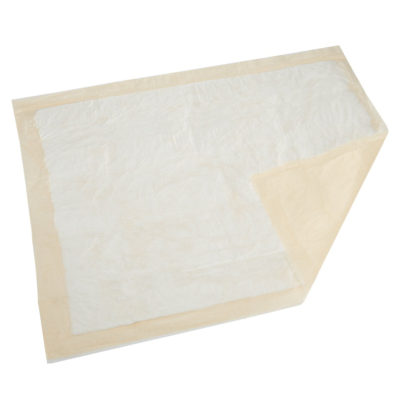 Rectangular underpad with white center and beige border on a white background