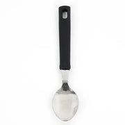 Spoon with black handle on a white background