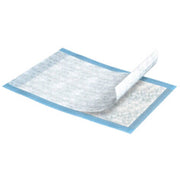 Roll of absorbent pads with blue border on a white background