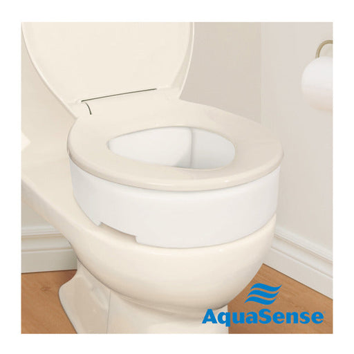 Toilet seat with Aquasense branding on a plain background