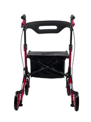 Black and red walker with seat on a white background