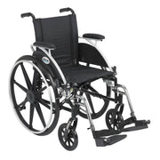 Black wheelchair with visible branding on a white background