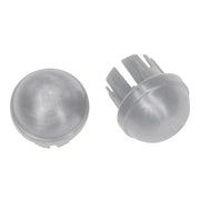 Two metallic components on a white background