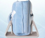 Baby seat with a blue cushion on a white background