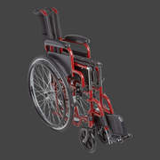 Red and black wheelchair on a transparent background