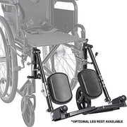 Wheelchair with attached leg rests on a white background
